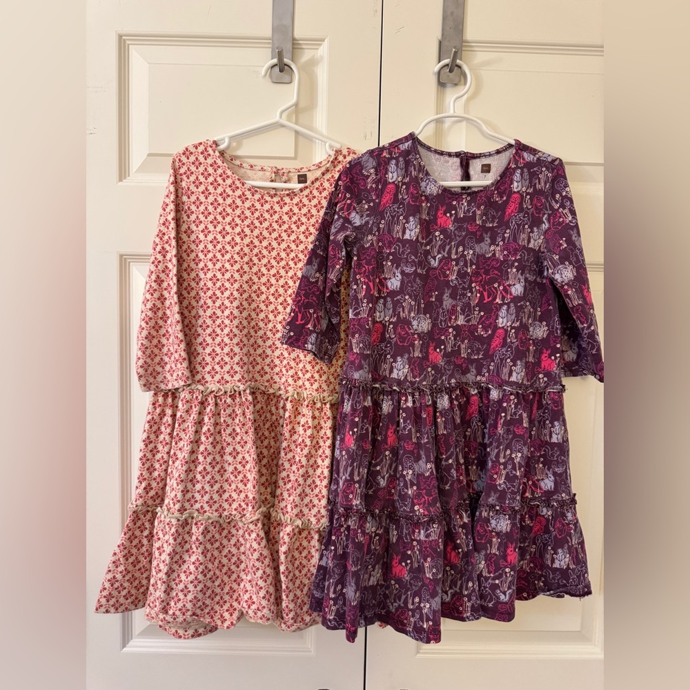 Set of two Tea Collection Pink and Purple Patterned Dresses
